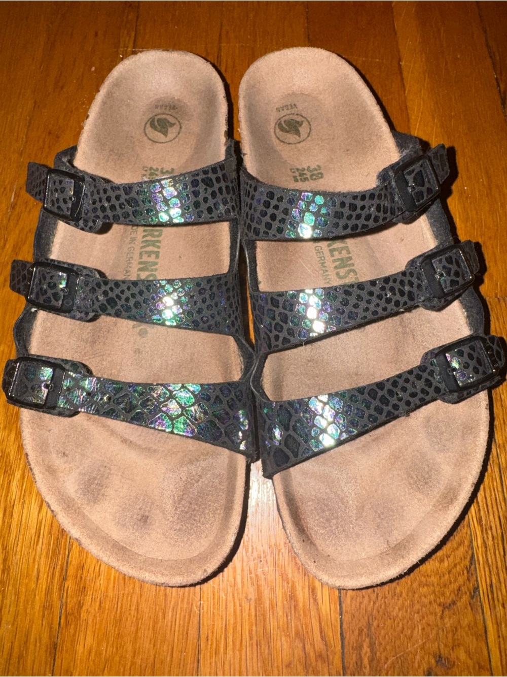Birkenstock Florida Fresh Vegan Snake Print 3 Strap Sandal 38 Narrow